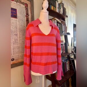 Striped Pink and Orange Women's Sweater